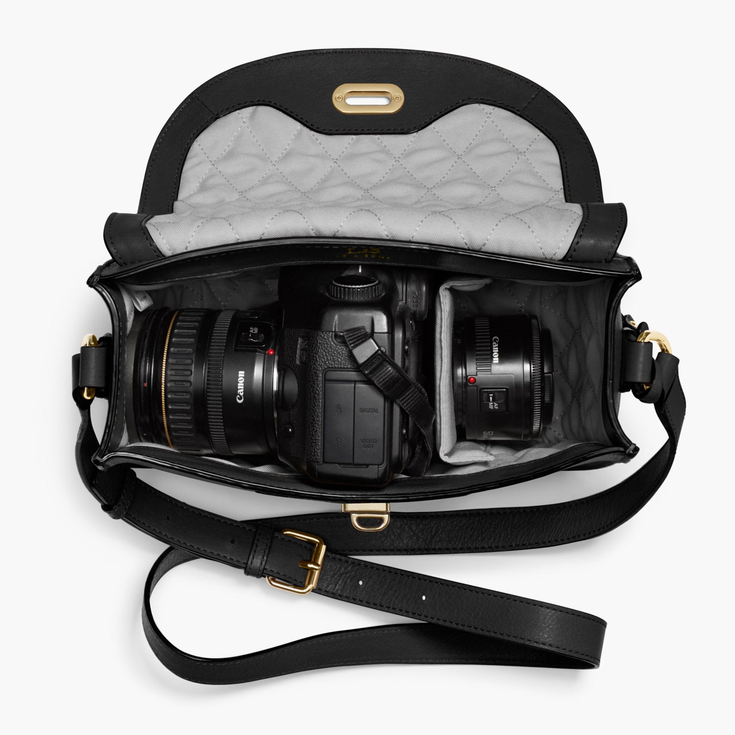 Interior DSLR - The Claremont - Full Grain Leather - Black - Crossbody - Lo & Sons