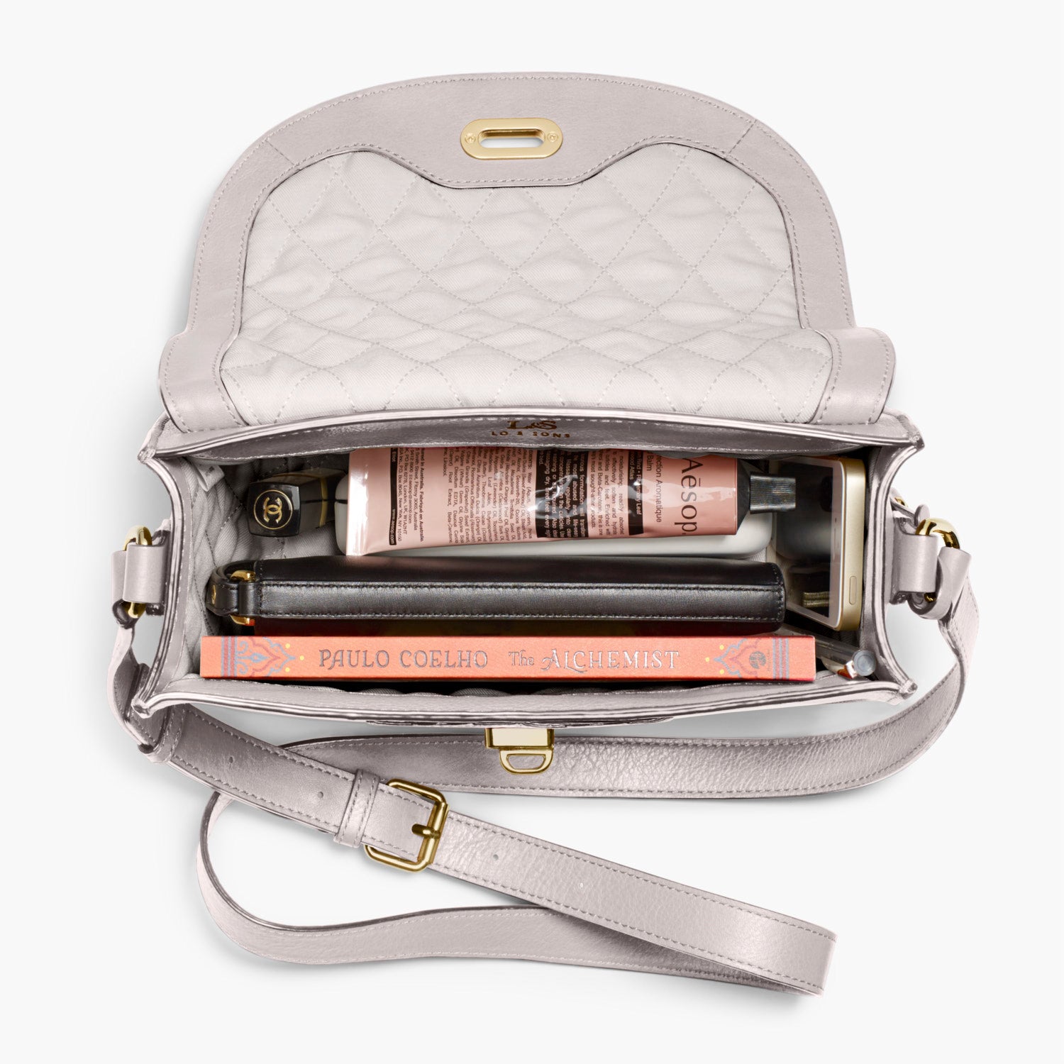 Interior Everyday - The Claremont - Full Grain Leather - Light Grey - Crossbody - Lo & Sons