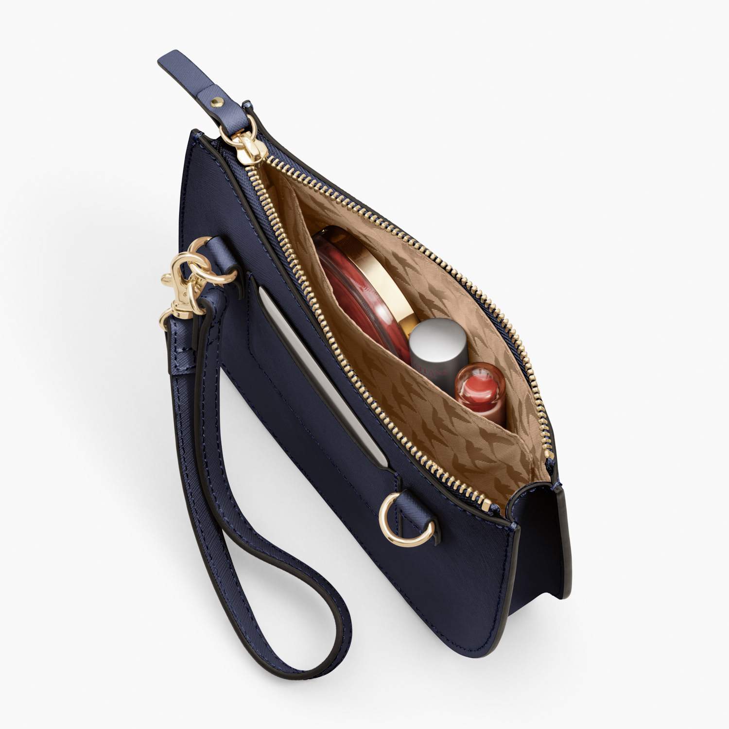 Interior Pocket - Waverley 2 - Saffiano Leather - Deep Navy / Gold / Camel - Crossbody Bag - Lo & Sons