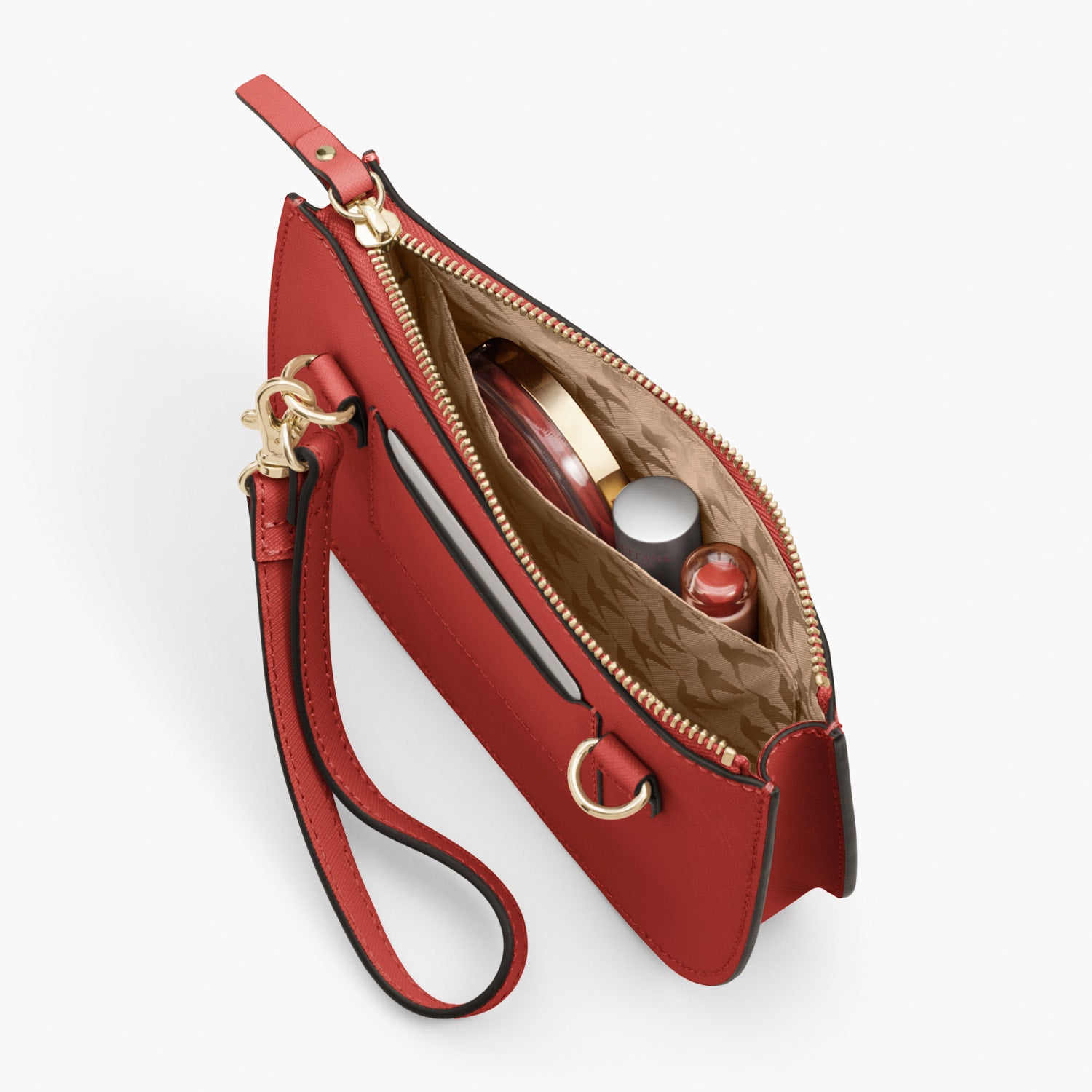 Interior Pocket - Waverley 2 - Saffiano Leather - Santa Fe Red / Gold / Camel - Crossbody Bag - Lo & Sons