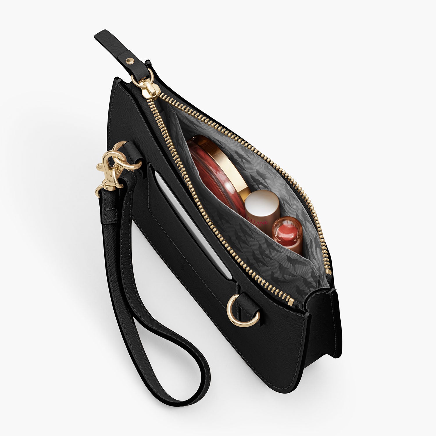 Interior Pocket - The Waverley 2 - Saffiano Leather - Black / Gold / Grey - Crossbody - Lo & Sons