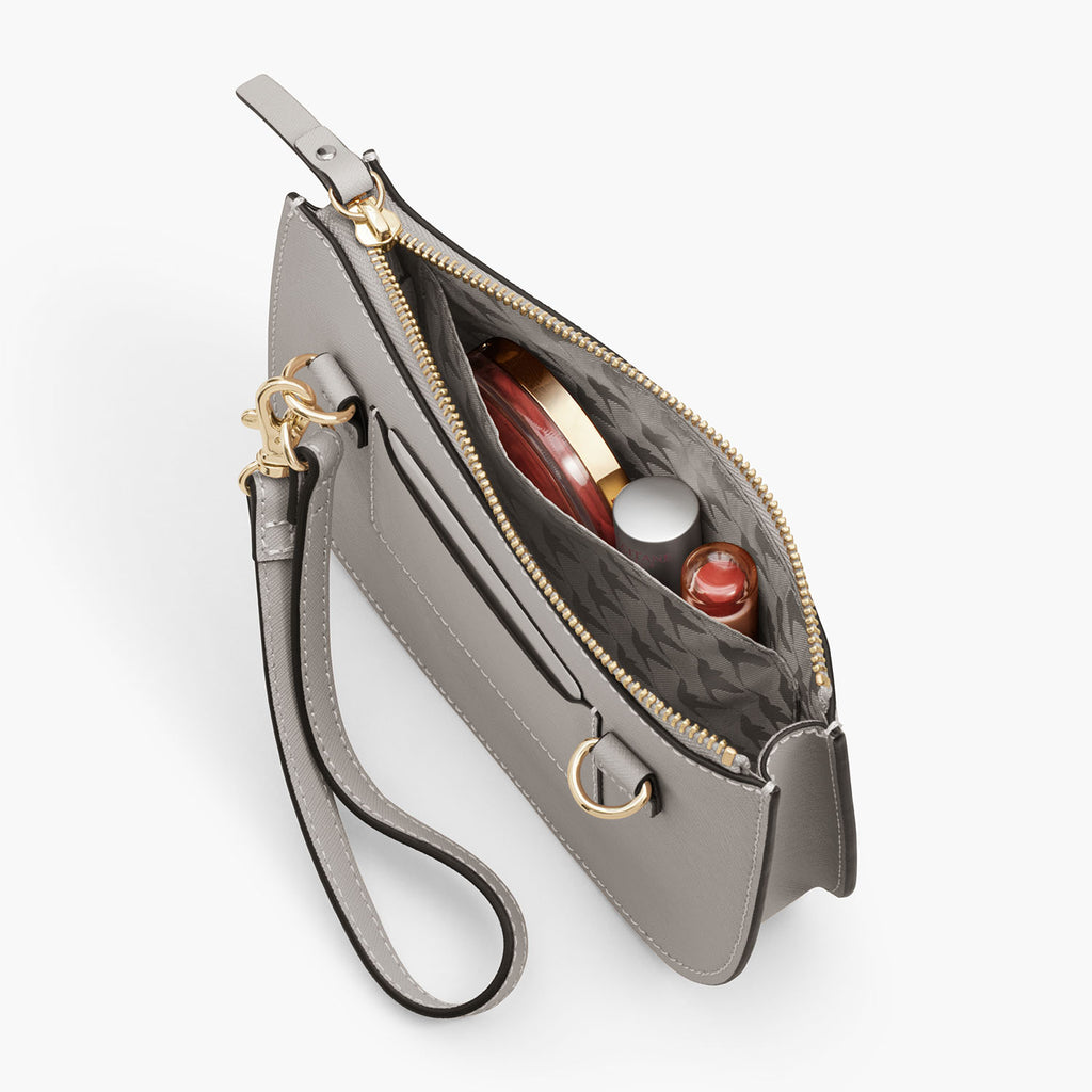 Interior Pocket - The Waverley 2 - Saffiano Leather - Light Grey / Gold / Grey - Crossbody - Lo & Sons