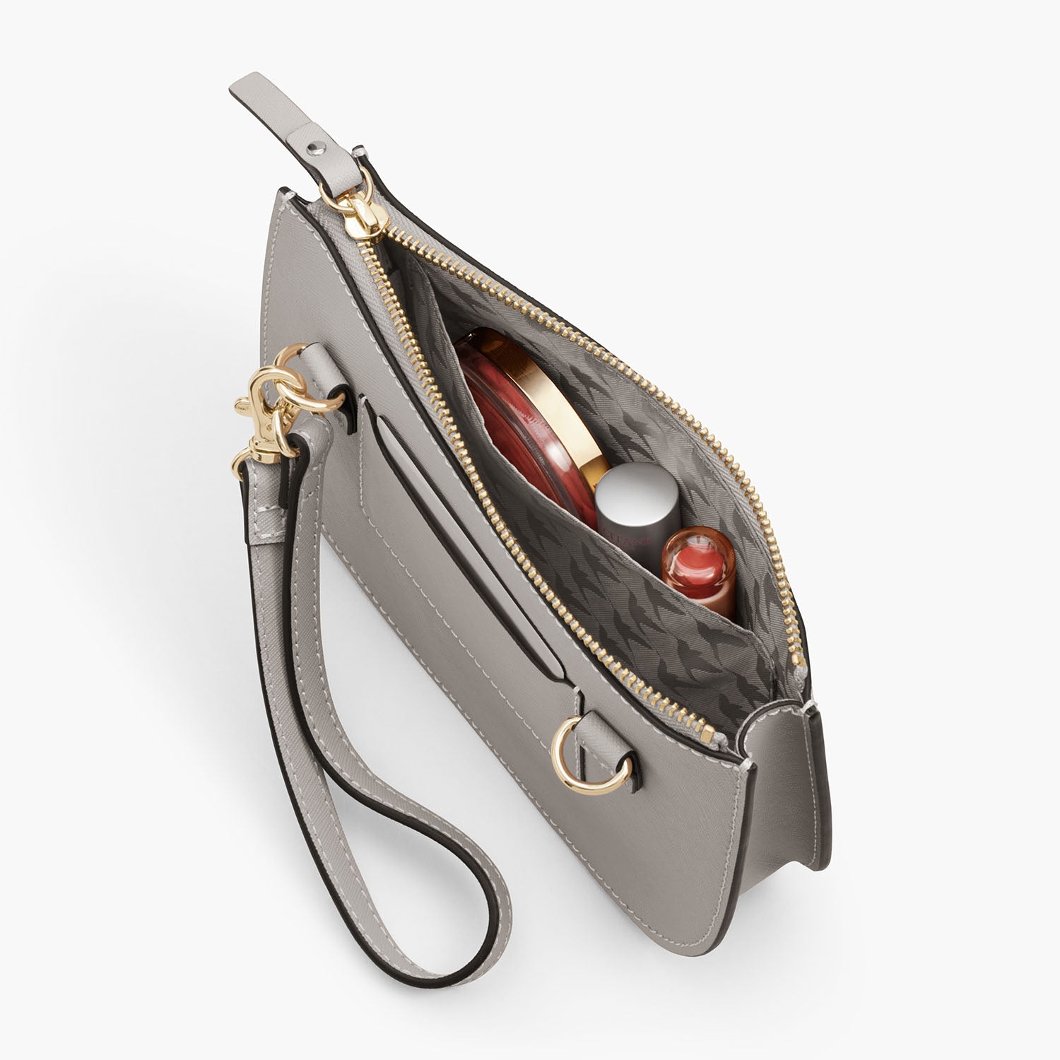 Interior Pocket - The Waverley 2 - Saffiano Leather - Light Grey / Gold / Grey - Crossbody - Lo & Sons