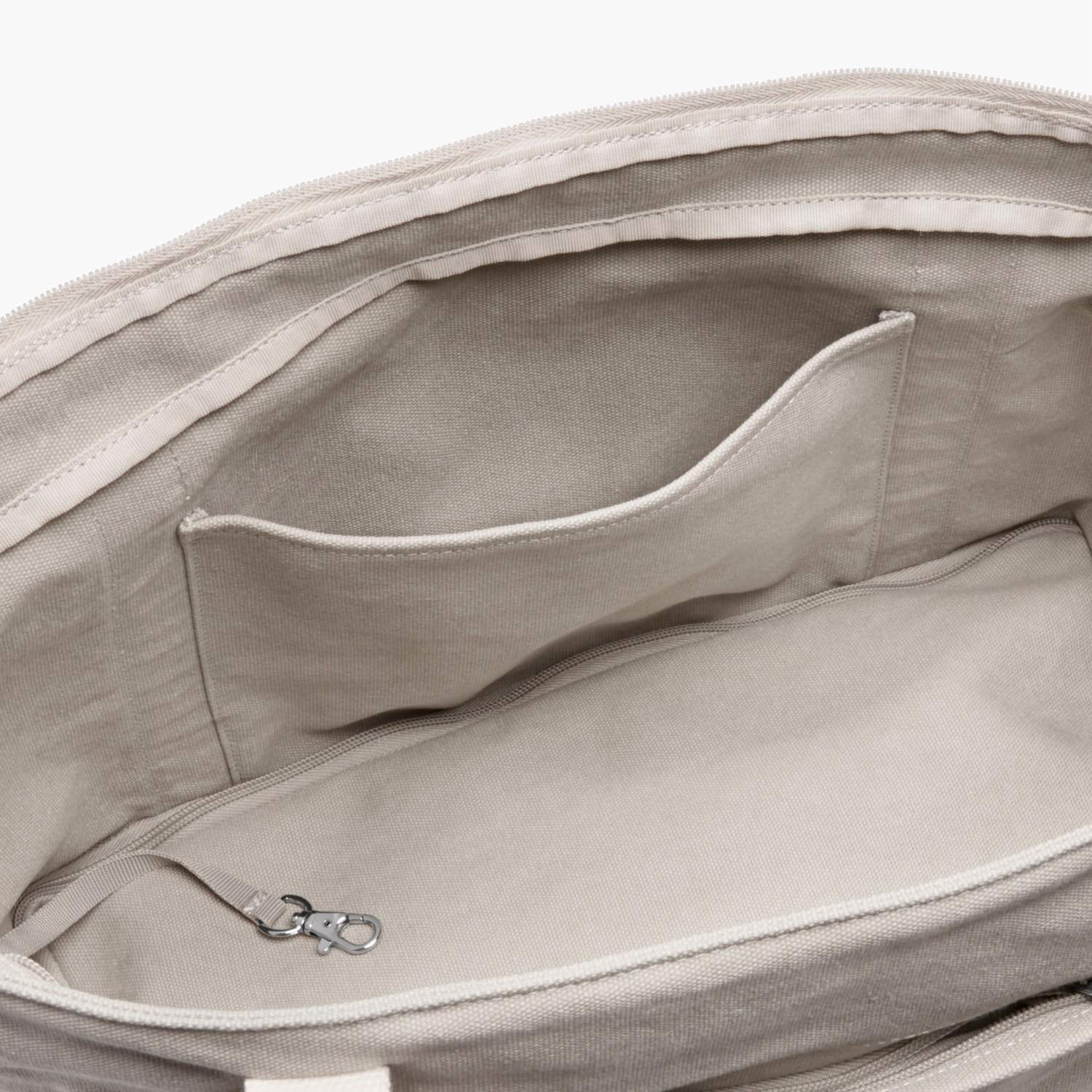 Interior Pocket - The Catalina Deluxe Tote - Washed Canvas - Dove Grey - Tote - Lo & Sons