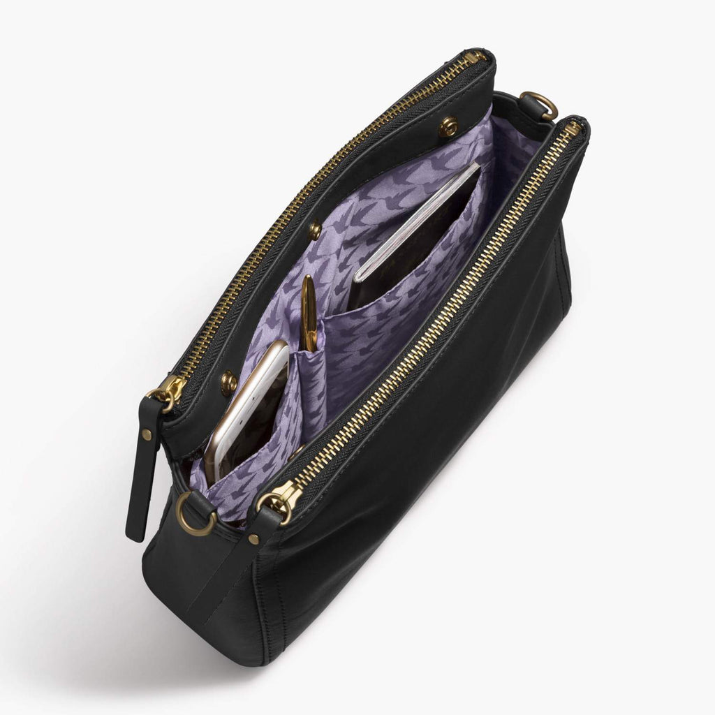 Interior Pockets - The Pearl - Nappa Leather - Black / Gold / Lavender - Crossbody - Lo & Sons