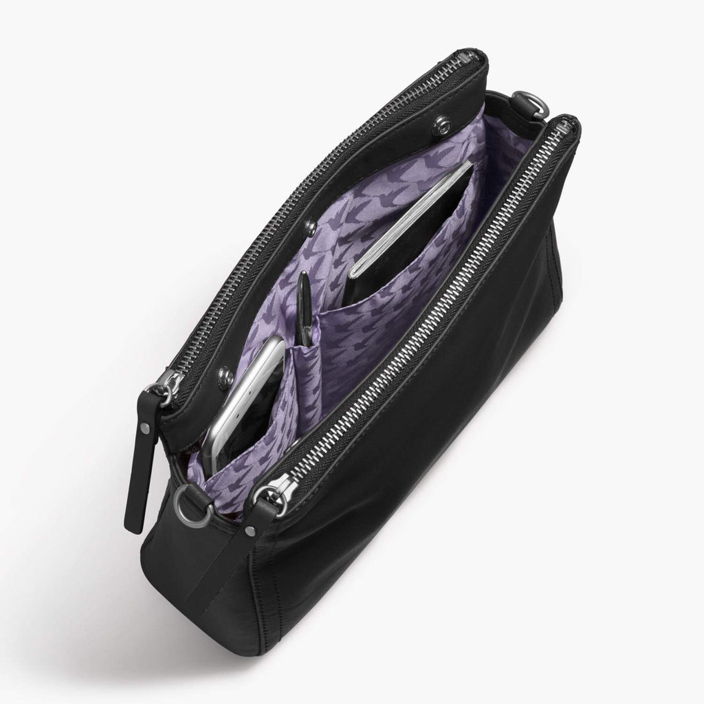 Interior Pockets - The Pearl - Nappa Leather - Black / Silver / Lavender - Crossbody - Lo & Sons