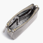 Interior Pockets - The Pearl - Saffiano Leather - Light Grey / Gold / Grey - Crossbody - Lo & Sons