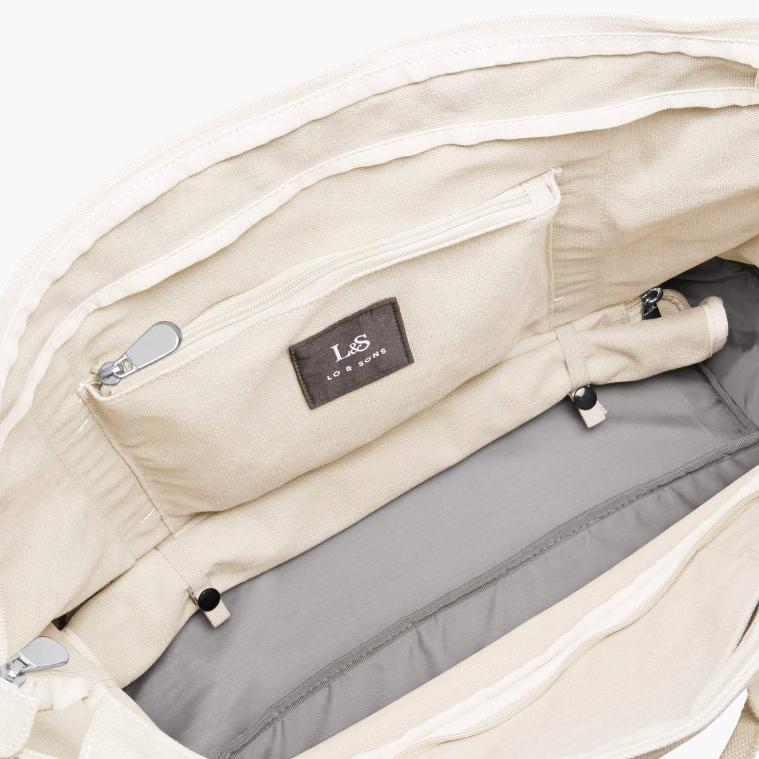 Interior Rolled Base - The Catalina Deluxe Tote - Organic Canvas - Natural - Tote - Lo & Sons