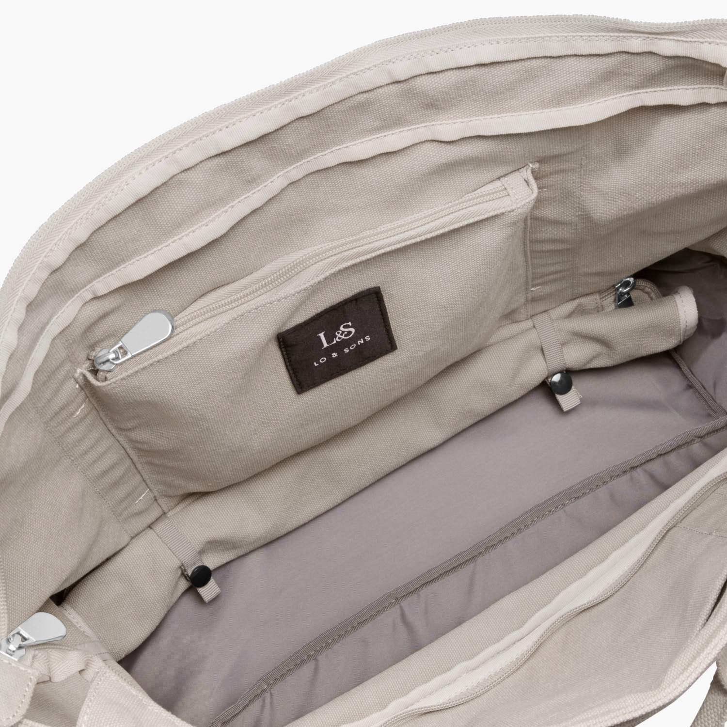 Interior Rolled Base - The Catalina Deluxe Tote - Washed Canvas - Dove Grey - Tote - Lo & Sons