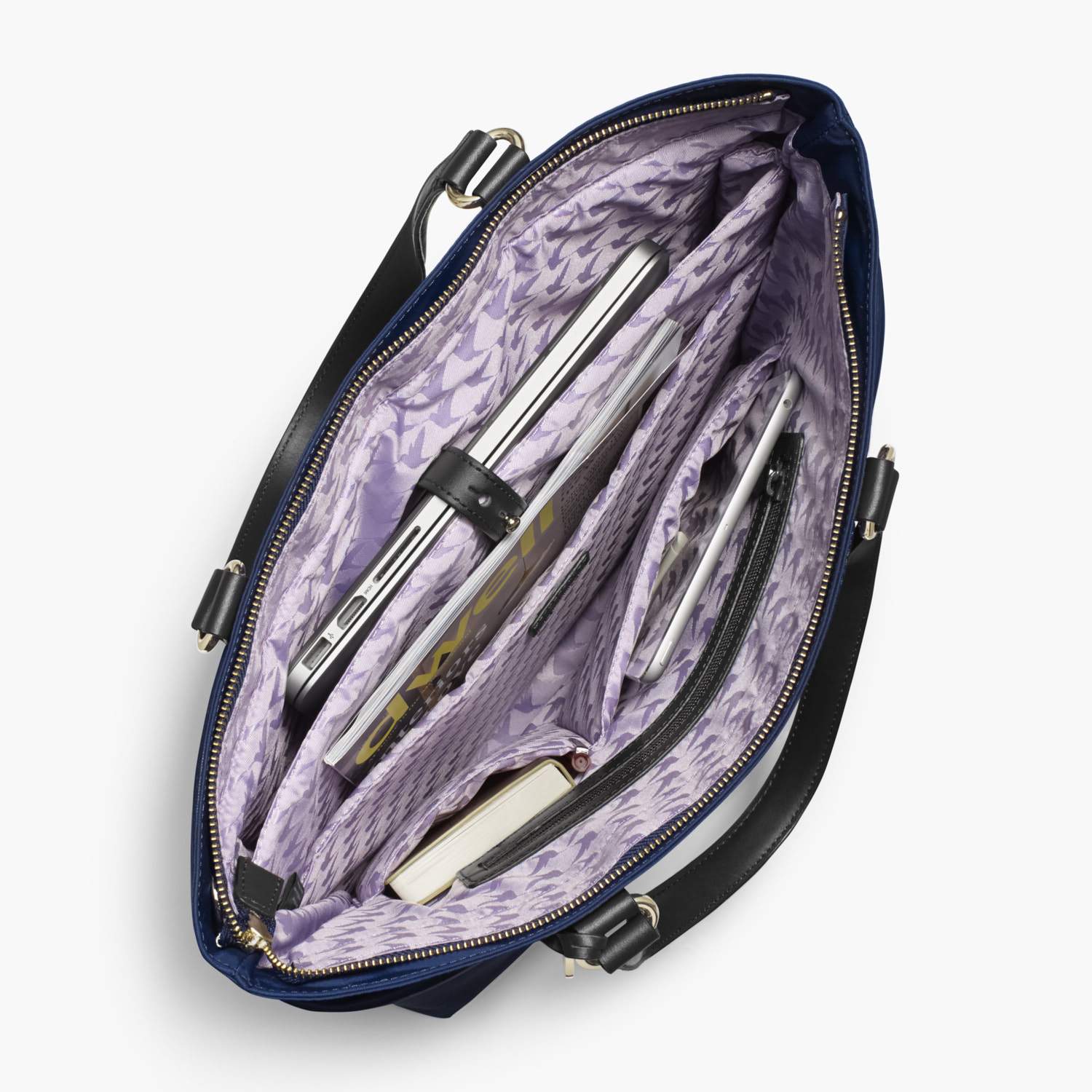 Interior - The T.T. - Nylon - Navy / Gold / Lavender - Tote - Lo & Sons