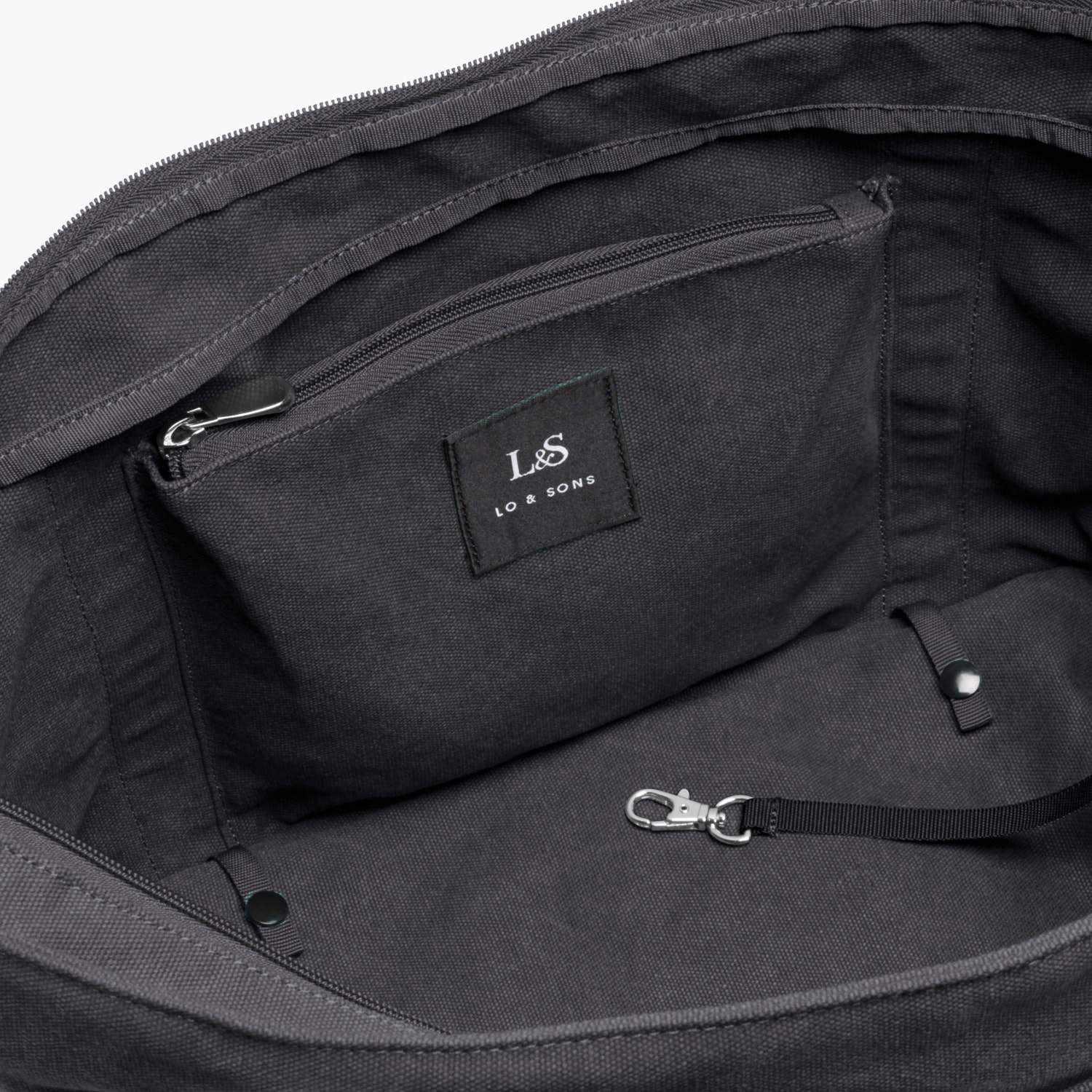 Interior Zip Pocket - The Catalina Deluxe Tote - Eco Friendly Canvas - Midnight Ash - Tote - Lo & Sons
