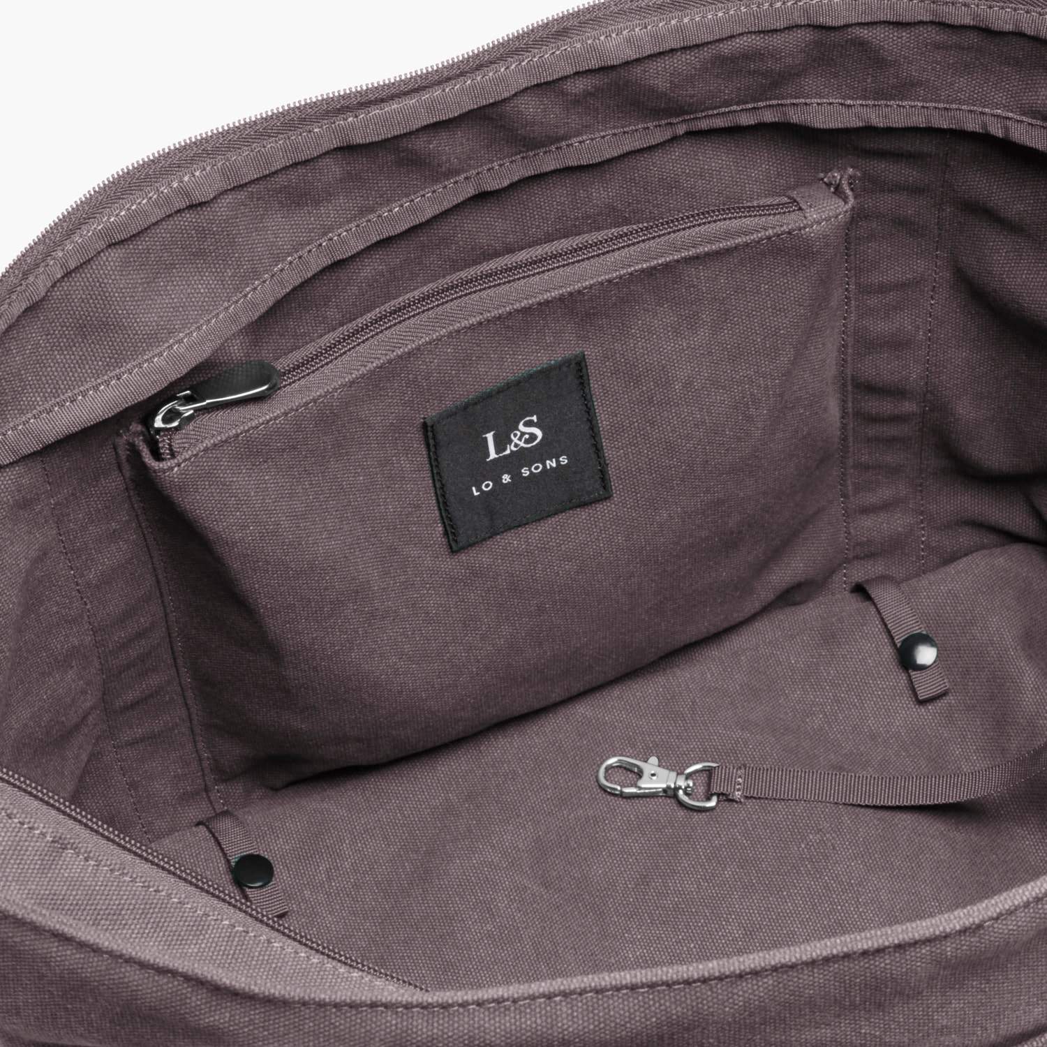 Interior Zip Pocket - The Catalina Deluxe Tote - Eco Friendly Canvas - Thistle - Tote - Lo & Sons