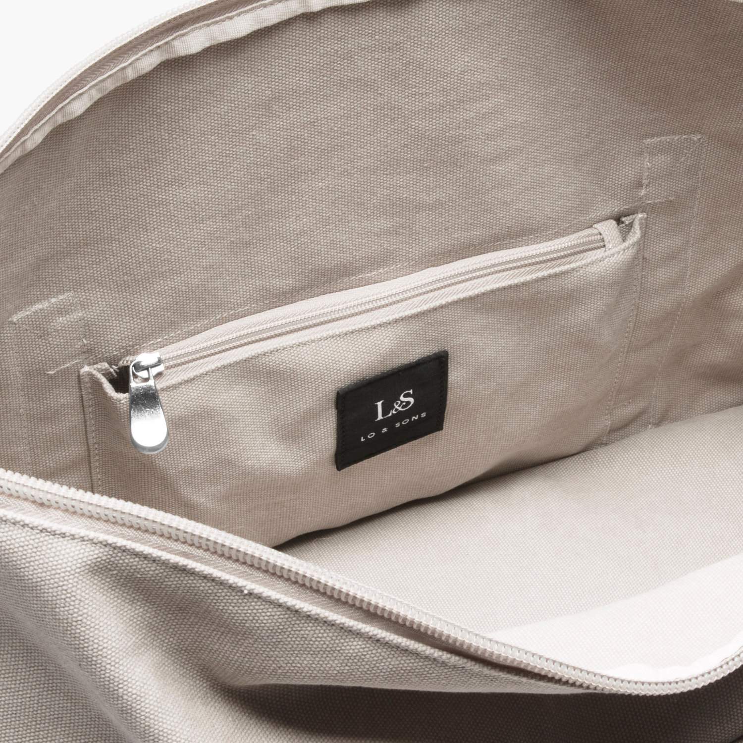 Interior Zip Pocket - The Catalina Deluxe - Washed Canvas - Dove Grey - Weekender - Lo & Sons