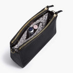 Interior Zip Pocket - The Pearl - Saffiano Leather - Black / Gold / Grey - Crossbody - Lo & Sons
