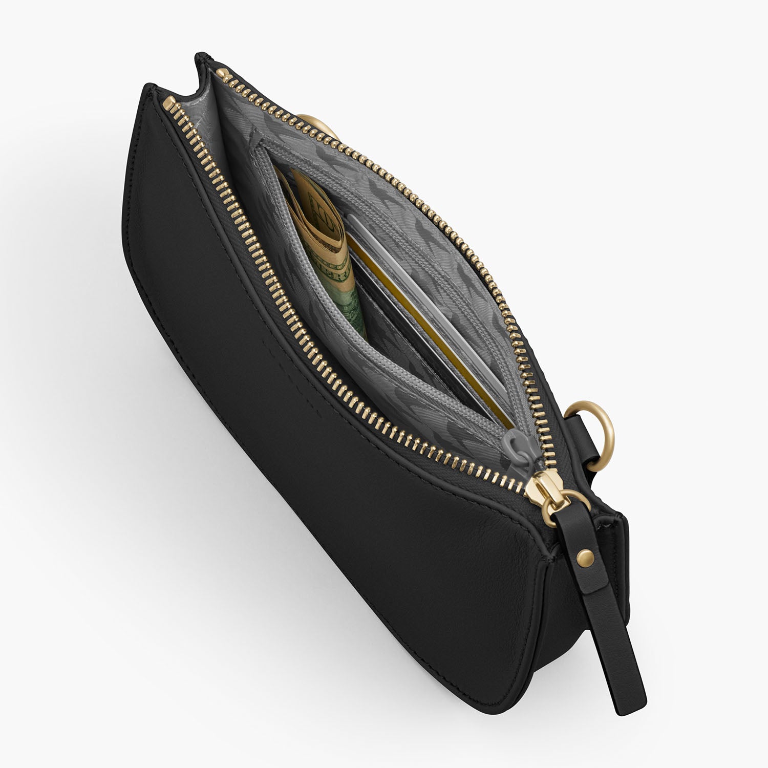 Interior Zipper - The Waverley 2 - Nappa Leather - Black / Gold / Grey - Crossbody - Lo & Sons