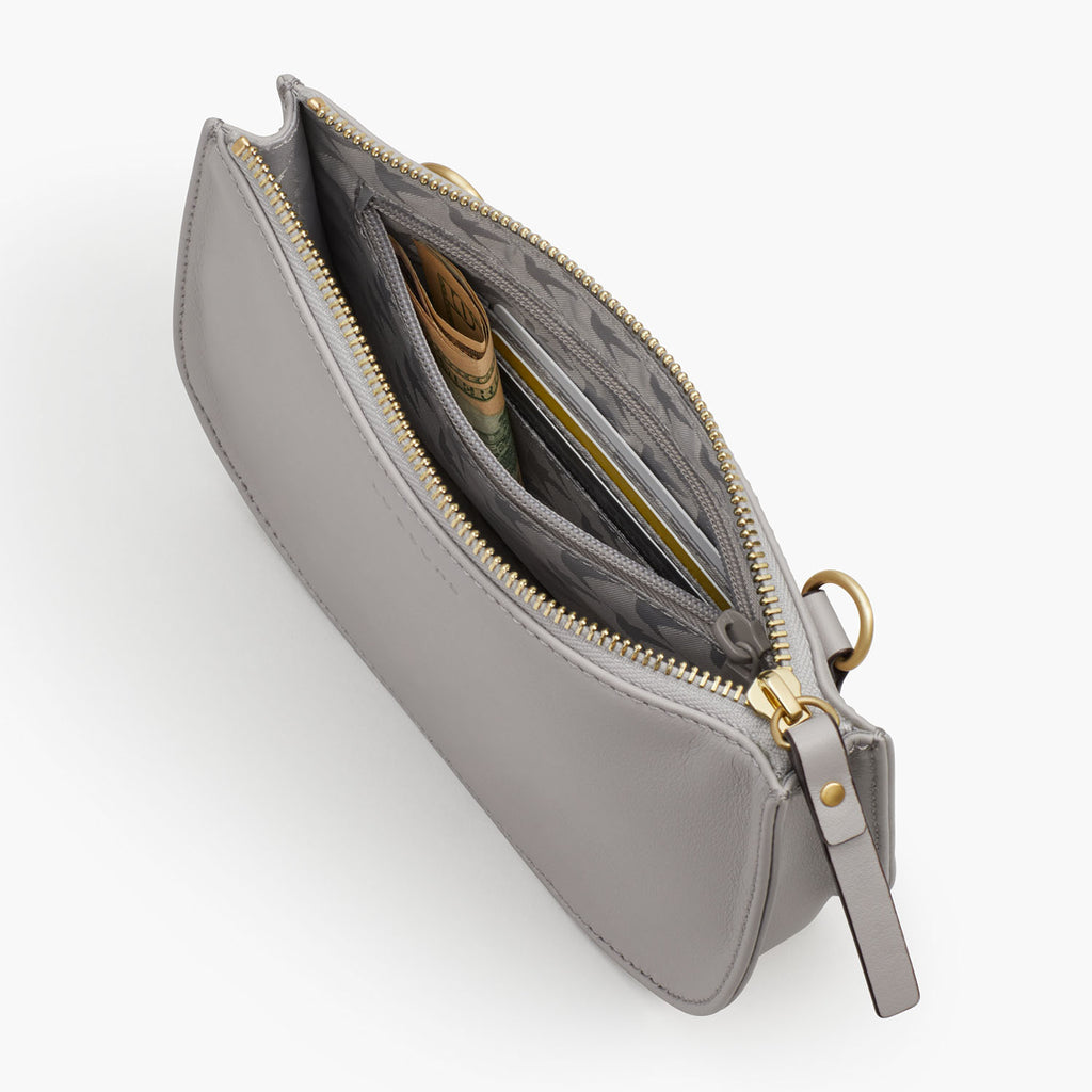 Interior Zipper - The Waverley 2 - Nappa Leather - Light Grey / Gold / Grey - Crossbody - Lo & Sons