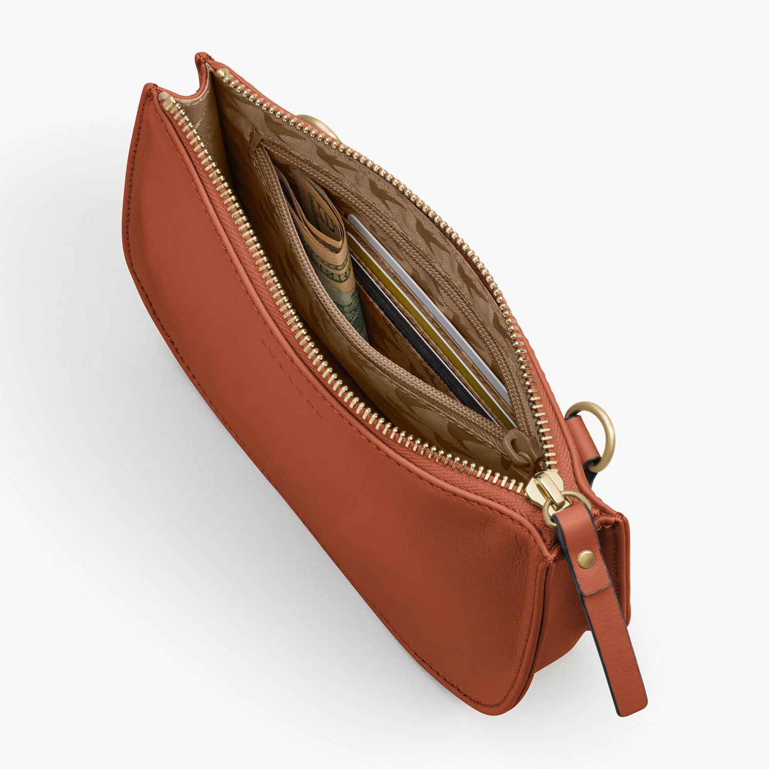 Interior Zipper - The Waverley 2 - Nappa Leather - Sienna / Gold / Camel - Crossbody - Lo & Sons
