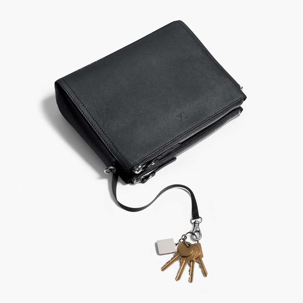 Key Leash - The Pearl - Saffiano Leather - Dark Grey / Silver / Azure - Crossbody - Lo & Sons