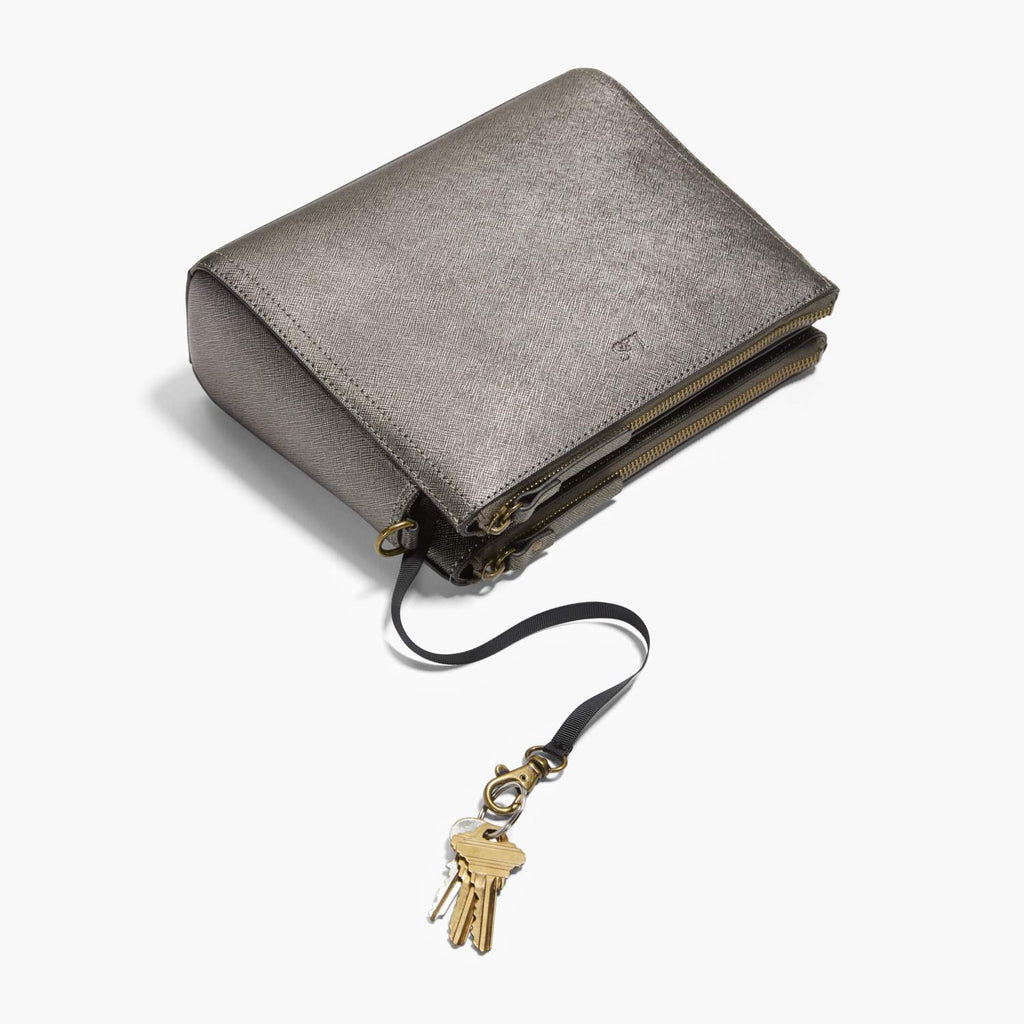 Key Leash - The Pearl - Saffiano Leather - Graphite / Brass / Grey - Crossbody - Lo & Sons