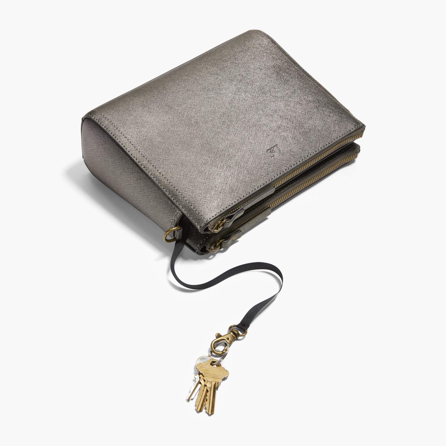 Key Leash - The Pearl - Saffiano Leather - Graphite / Brass / Grey - Crossbody - Lo & Sons