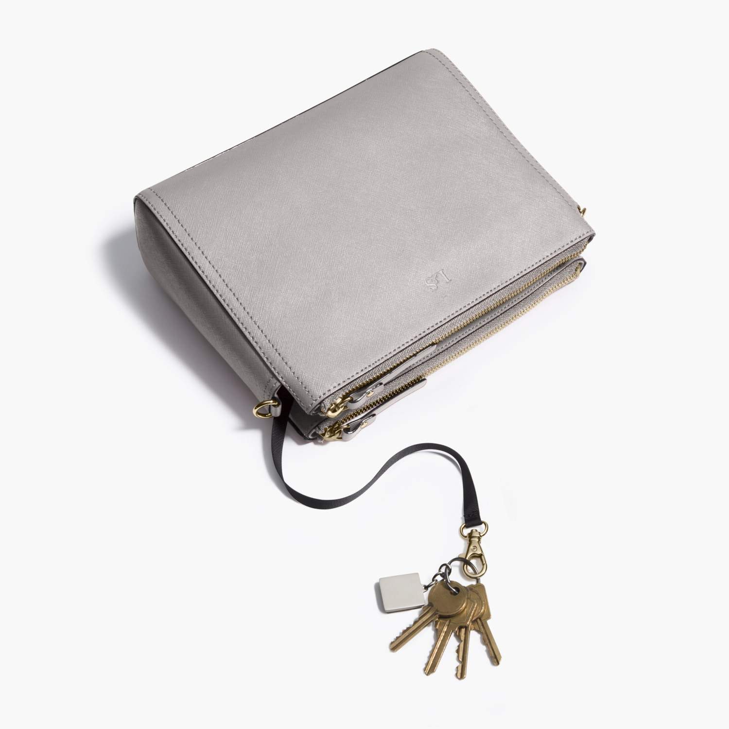Key Leash - The Pearl - Saffiano Leather - Light Grey / Gold / Grey - Crossbody - Lo & Sons