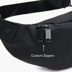Custom zipper hardware - Bond - 600D Recycled Poly - Black / Light Grey - Fanny pack - Lo & Sons