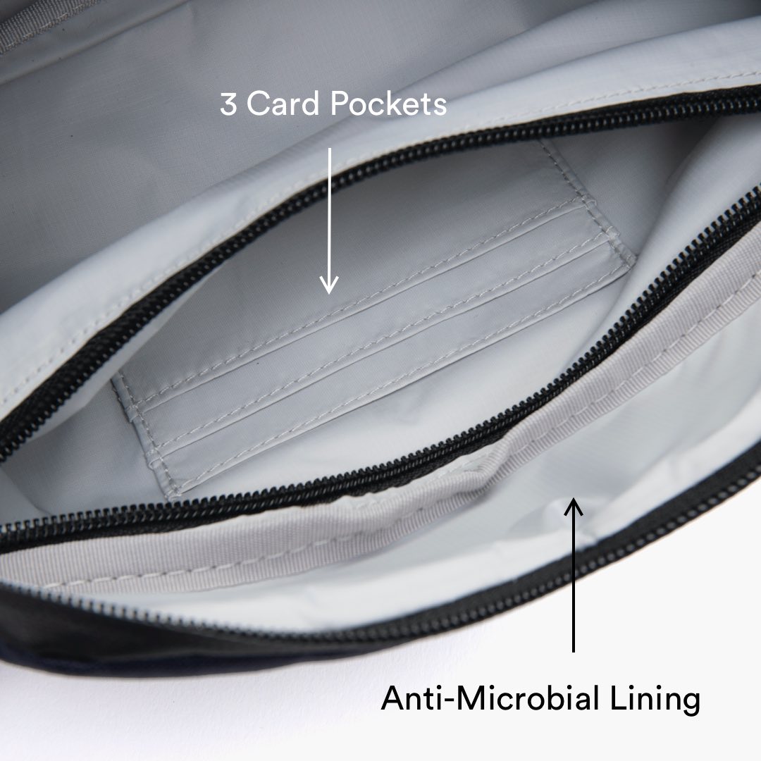 Interior Card pockets - Bond - 600D Recycled Poly - Black / Light Grey - Fanny pack - Lo & Sons