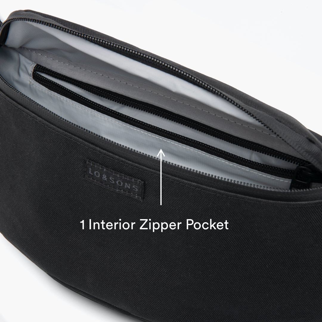 Interior zipper pocket - Bond - 600D Recycled Poly - Black / Light Grey - Fanny pack - Lo & Sons