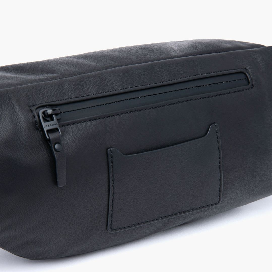 Back Pockets - Bond - Sheepskin Leather - Black / Black / Grey - Crossbody Bag - Lo & Sons