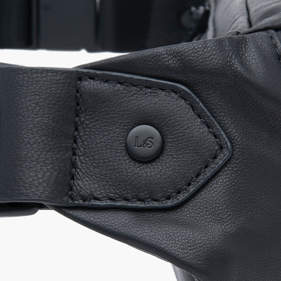 Custom Hardware - Bond - Sheepskin Leather - Black / Black / Grey - Crossbody Bag - Lo & Sons