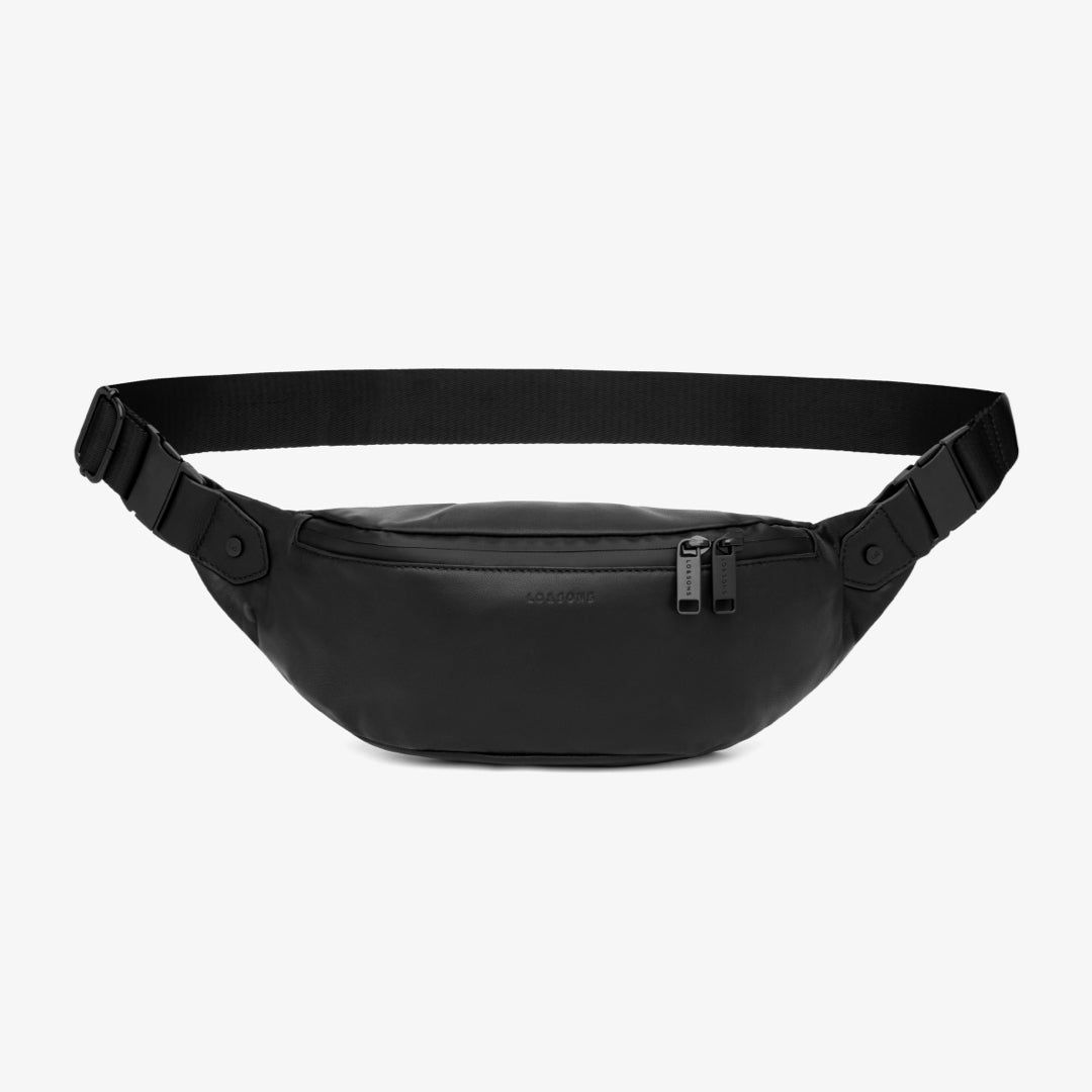 Front - Bond - Sheepskin Leather - Black / Black / Grey - Crossbody Bag - Lo & Sons