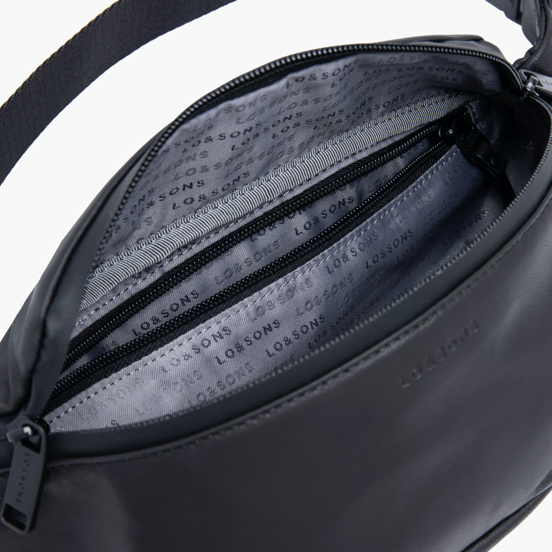 Interior Pockets - Bond - Sheepskin Leather - Black / Black / Grey - Crossbody Bag - Lo & Sons