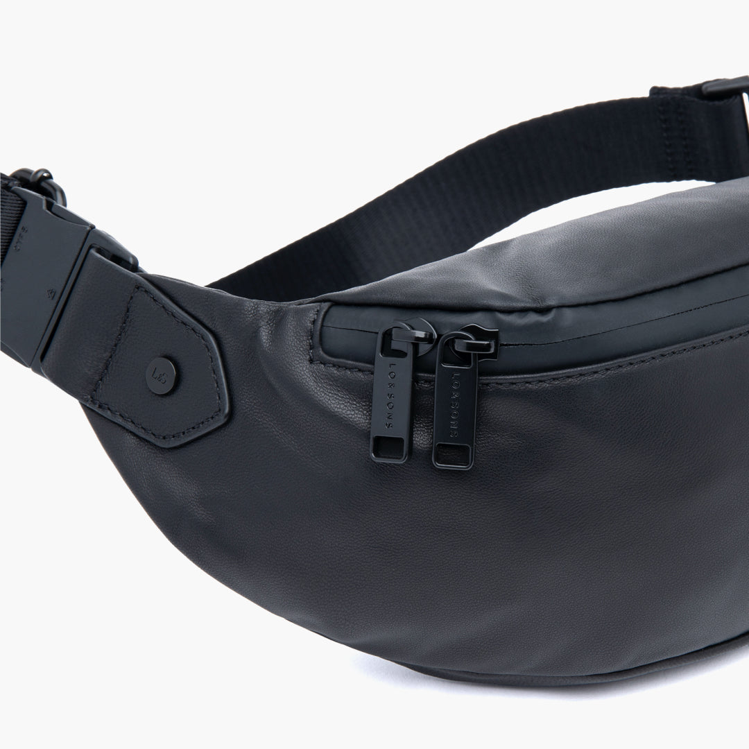 Zippers - Bond - Sheepskin Leather - Black / Black / Grey - Crossbody Bag - Lo & Sons