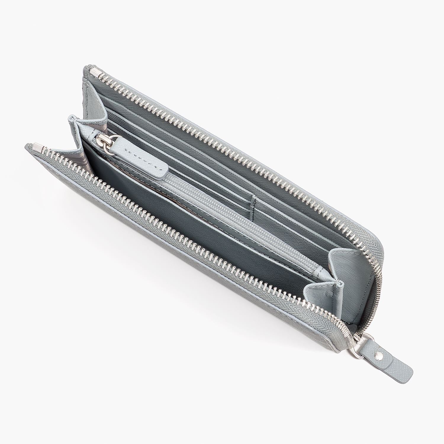 Interior Pockets - Leather Wallet - Saffiano Leather - Desert Blue / Silver / Grey - Small Accessory - Lo & Sons