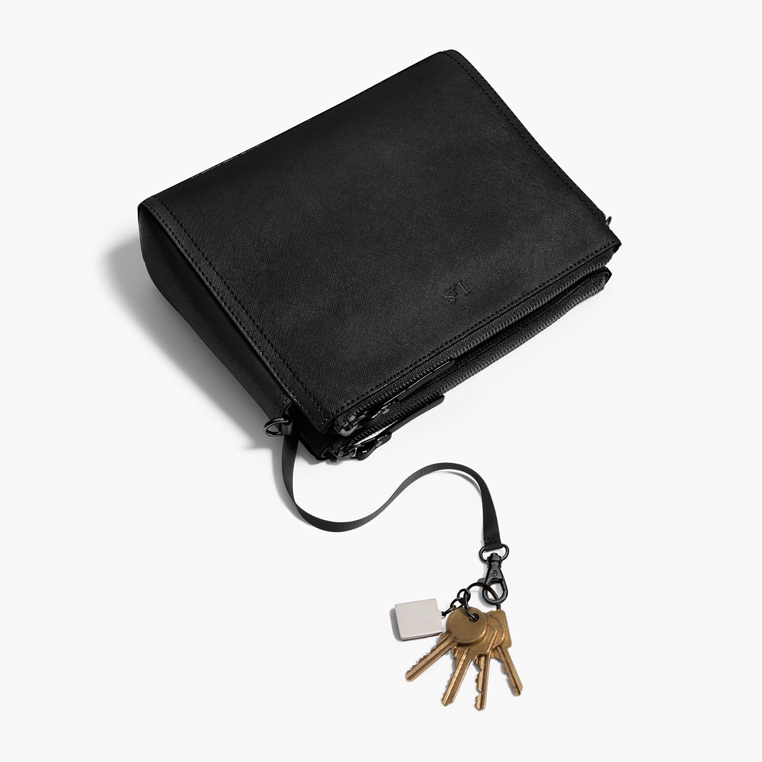 Key leash - Pearl - Saffiano Leather - Black / Gunmetal / Grey - Crossbody Bags - Lo & Sons
