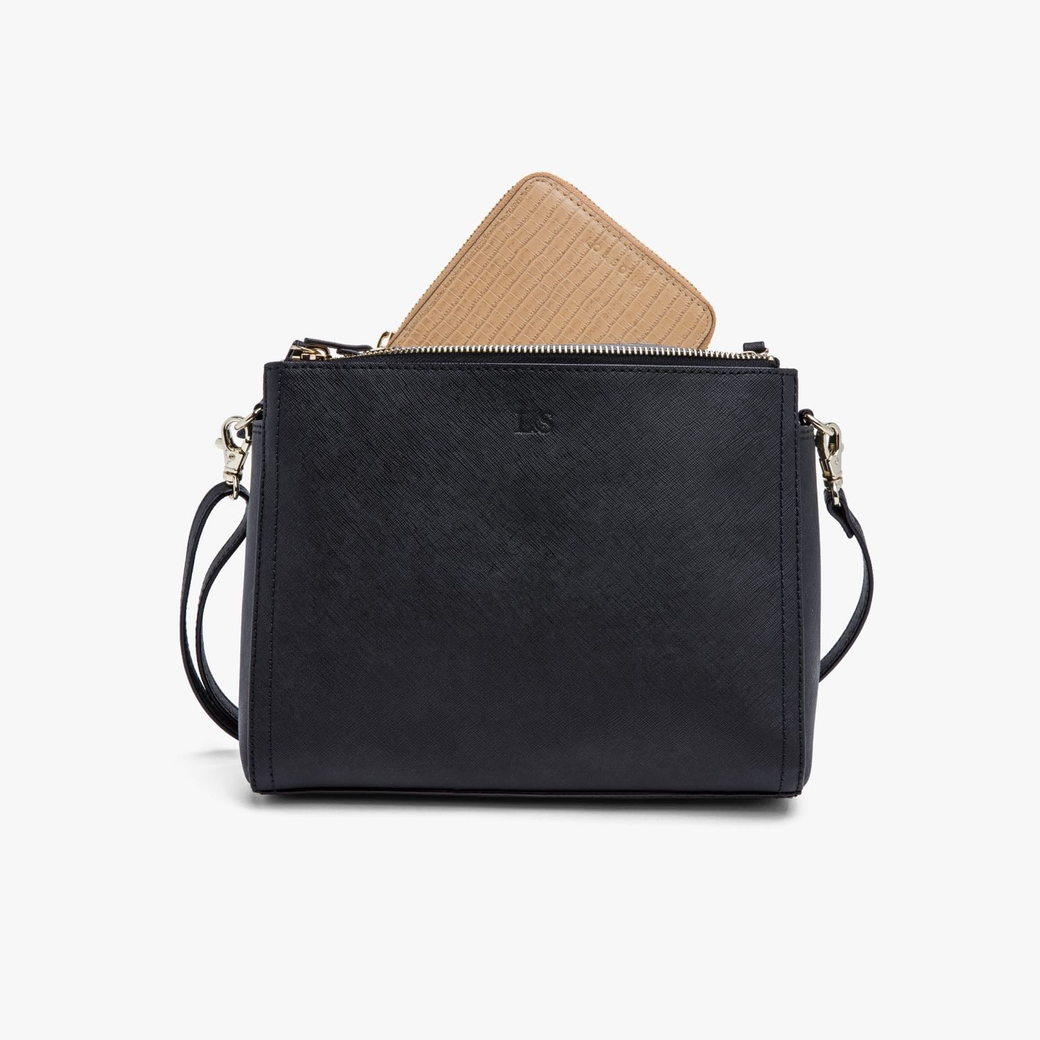 Fits in Pearl - Small Wallet - Embossed Croc Leather - Dark Tan  / Gold / Camel - Small Accessory - Lo & Sons