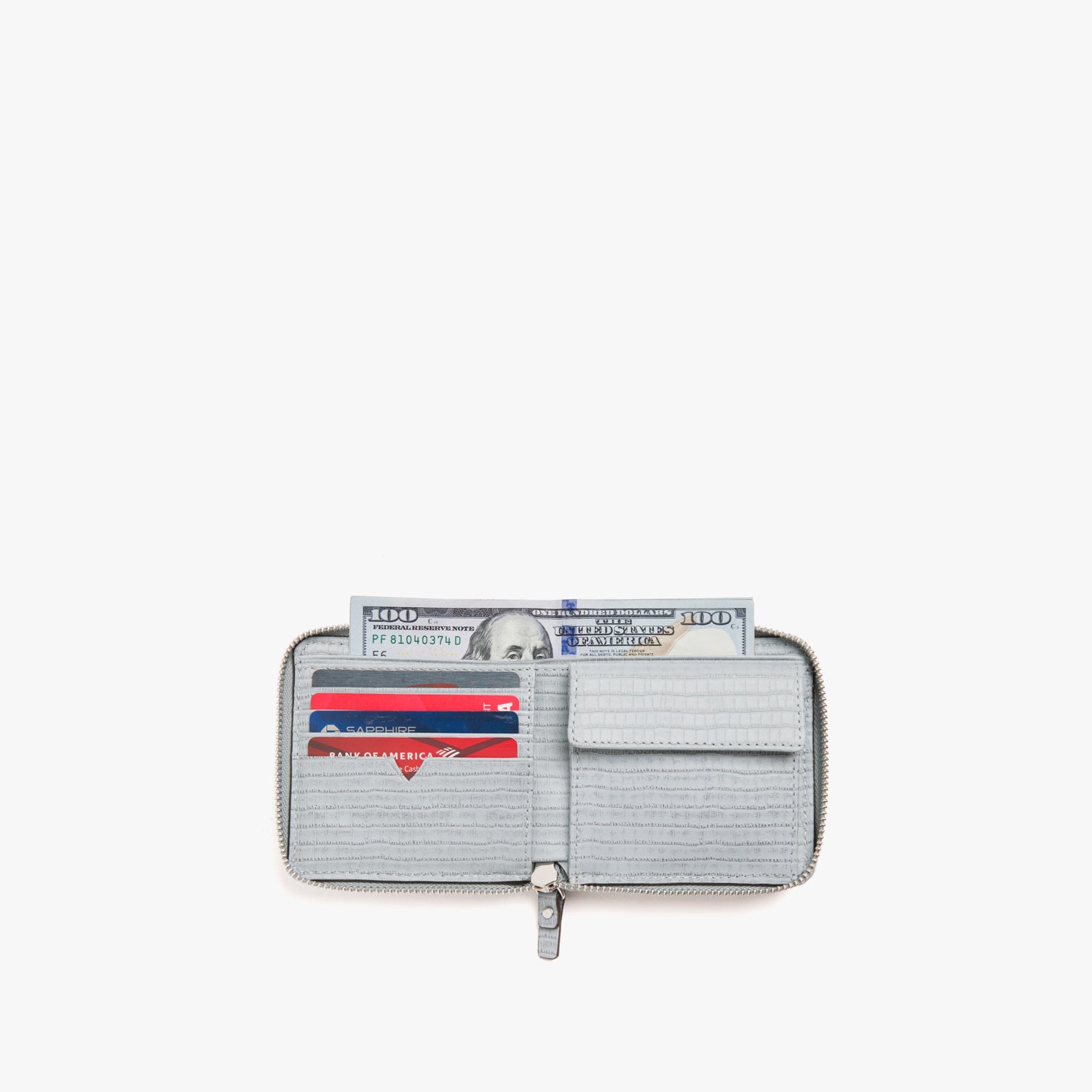 Interior filled - Small Wallet - Embossed Croc Leather - Desert Blue / Silver / Grey - Small Accessory - Lo & Sons