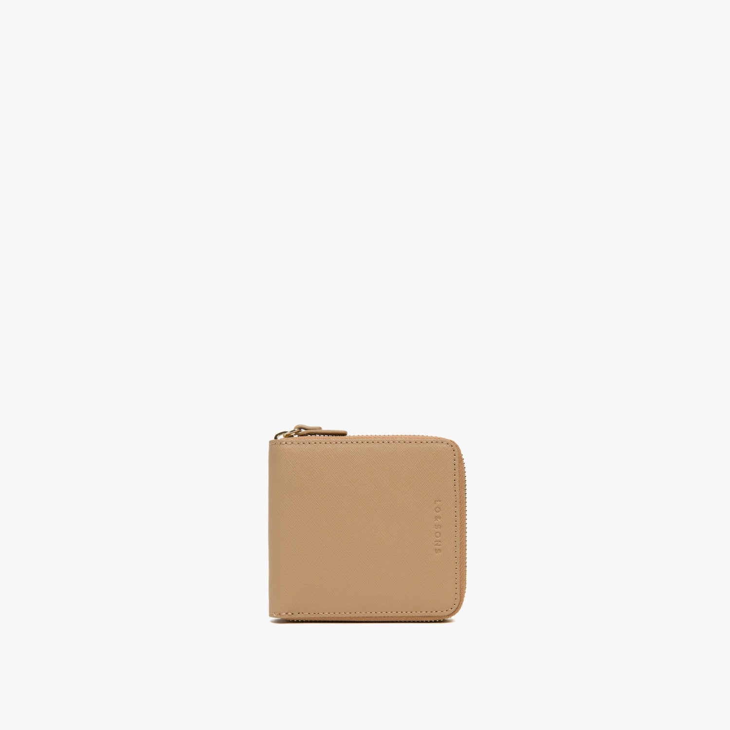 Front - Small Wallet - Saffiano Leather - Dark Tan / Gold / Camel - Small Accessory - Lo & Sons