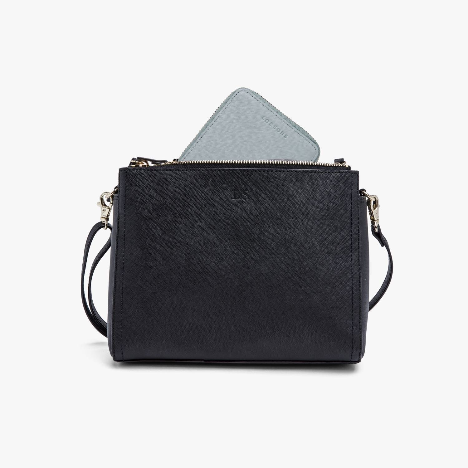 Fits in Pearl - Small Wallet - Saffiano Leather - Desert Blue / Silver / Grey - Small Accessory - Lo & Sons