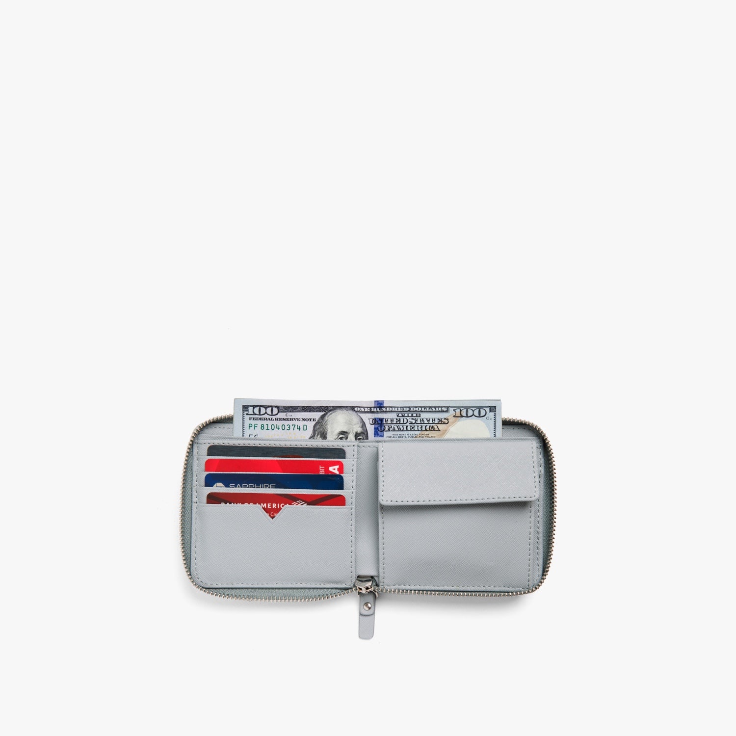 Interior filled - Small Wallet - Saffiano Leather - Desert Blue / Silver / Grey - Small Accessory - Lo & Sons