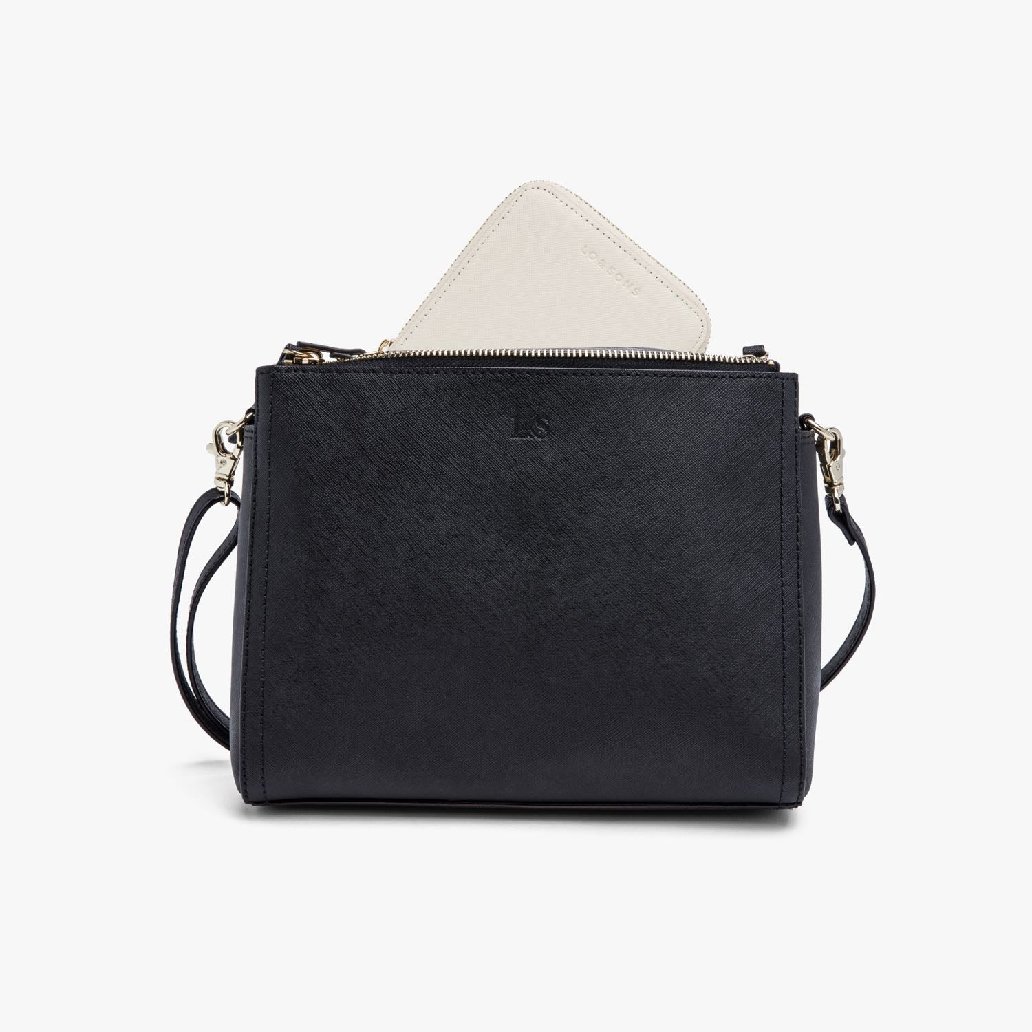 Fits in Pearl - Small Wallet - Saffiano Leather - Ivory / Gold / Camel - Small Accessory - Lo & Sons