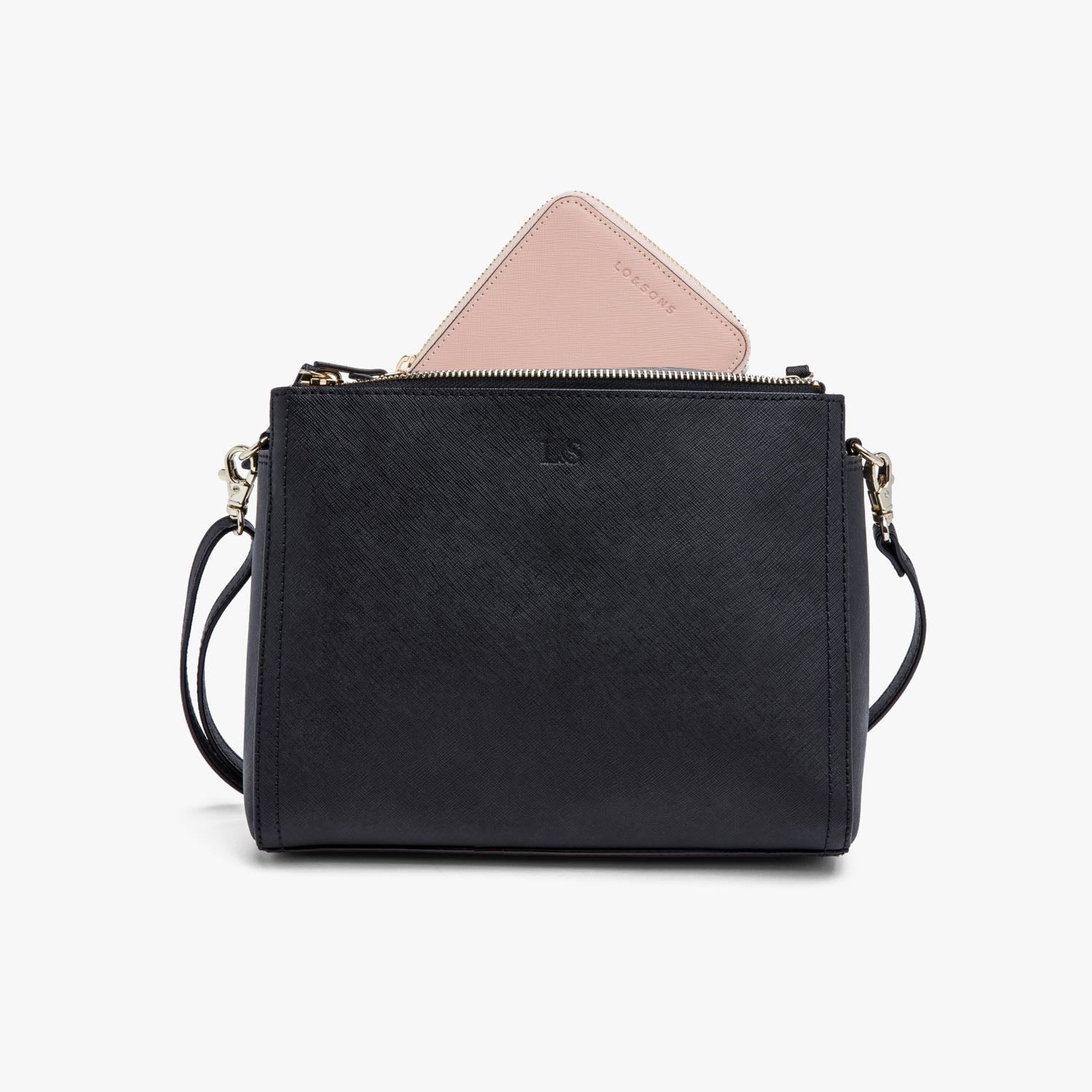 Fits in Pearl - Leather Wallet - Saffiano Leather - Rose Quartz / Gold / Camel - Small Accessory - Lo & Sons