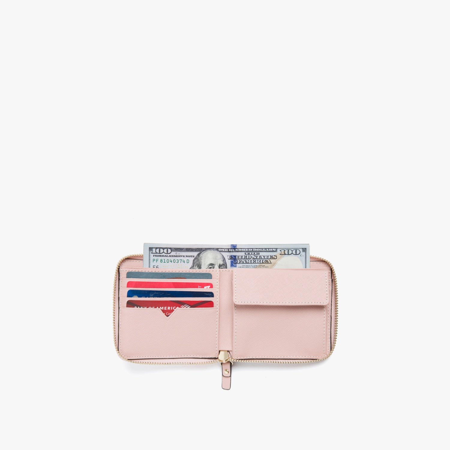 Interior filled - Leather Wallet - Saffiano Leather - Rose Quartz / Gold / Camel - Small Accessory - Lo & Sons