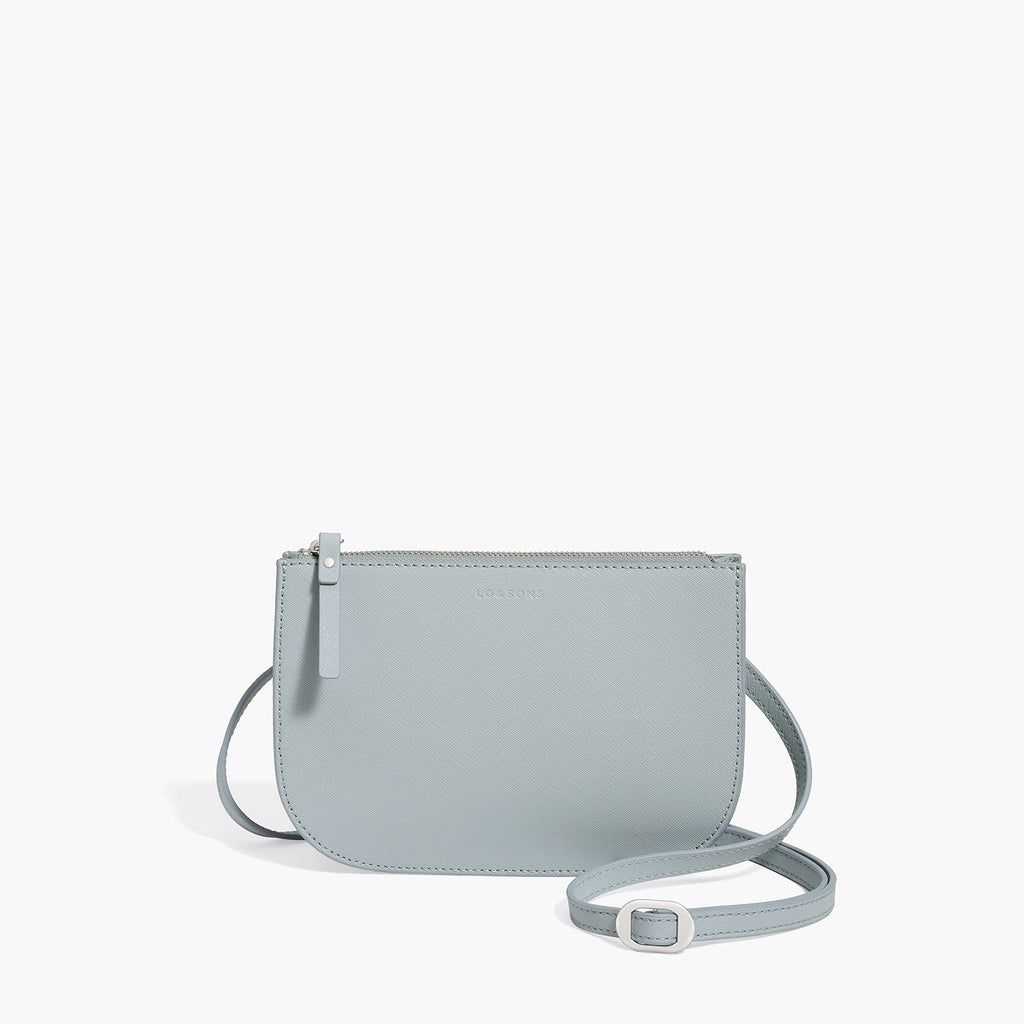 Worn as crossbody bag - Waverley 2 - Saffiano Leather - Desert Blue / Silver / Grey - Crossbody Bag - Lo & Sons
