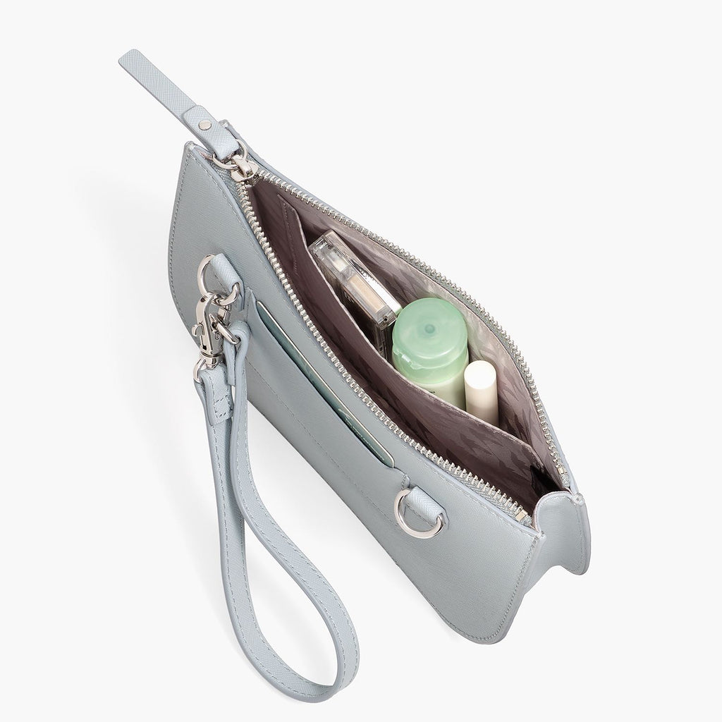 Interior slip pocket - Waverley 2 - Saffiano Leather - Desert Blue / Silver / Grey - Crossbody Bag - Lo & Sons