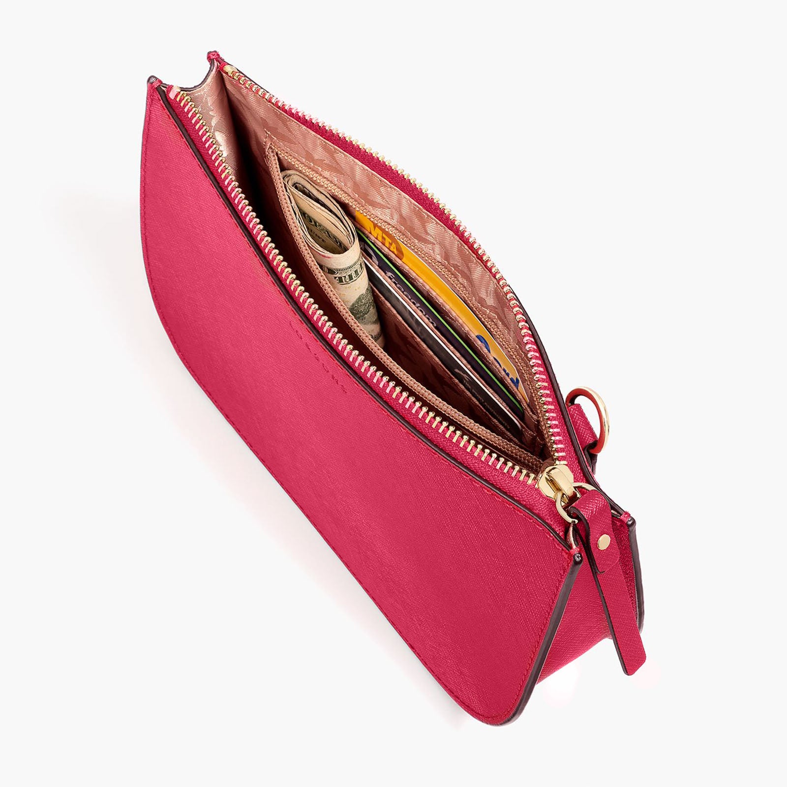 Interior pocket back - Waverley 2 - Saffiano Leather - Red / Gold / Camel - Crossbody Bag - Lo & Sons
