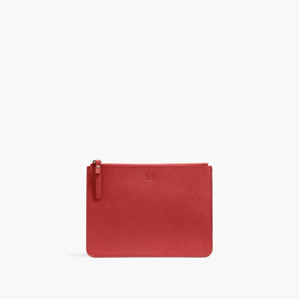 Front - The Pouch - Saffiano Leather - Red - Lo & Sons