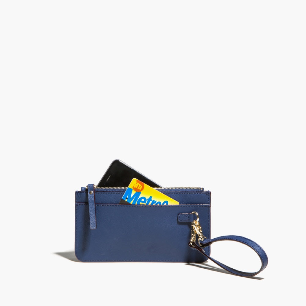 Back - Smartphone Wristlet - Saffiano Leather - Navy - Small Accessory - Lo & Sons