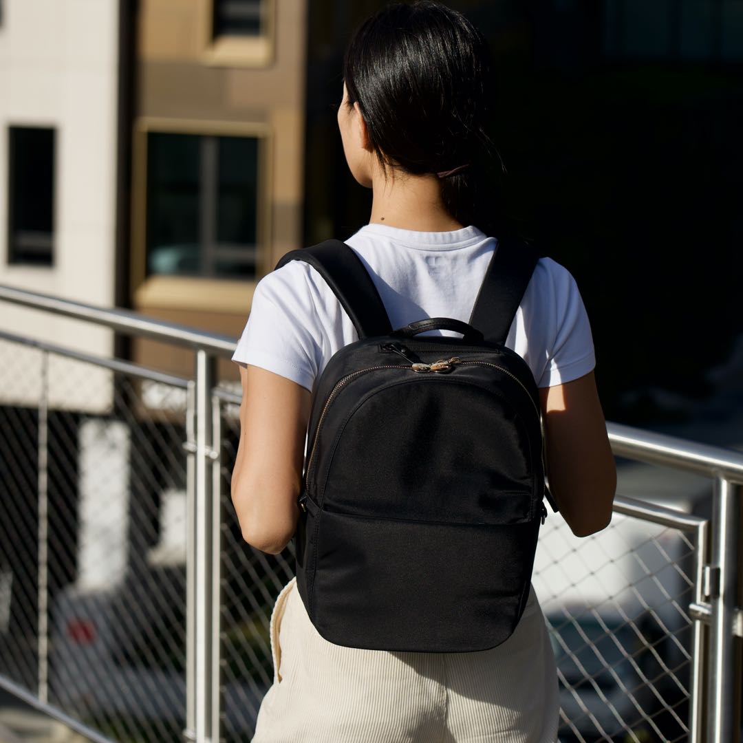 Lo & Sons Beacon Backpack - Nylon - Black/Gold/Lavender
