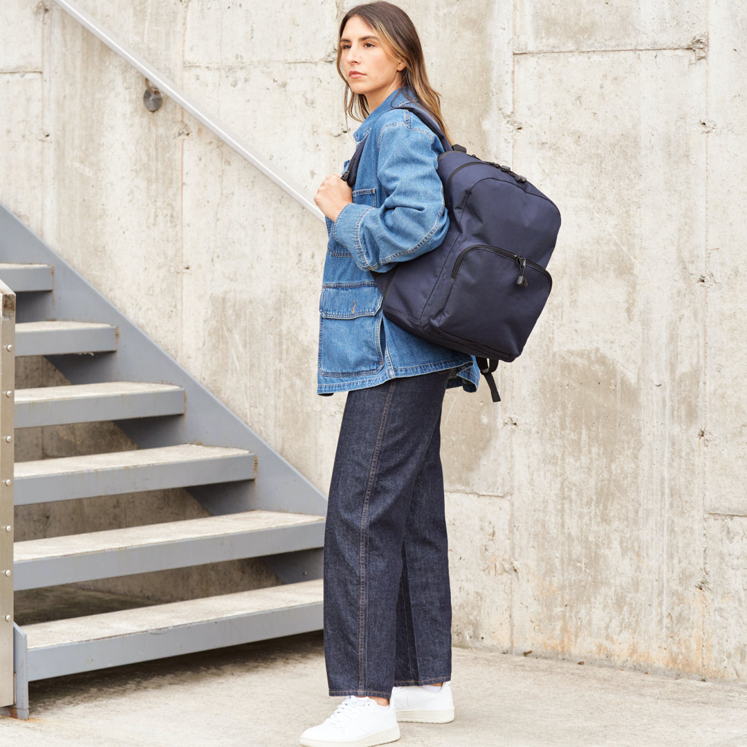 Worn one shoulder women's - Hanover Deluxe 2 - 600D Recycled Poly - Deep Navy - Backpack - Lo & Sons